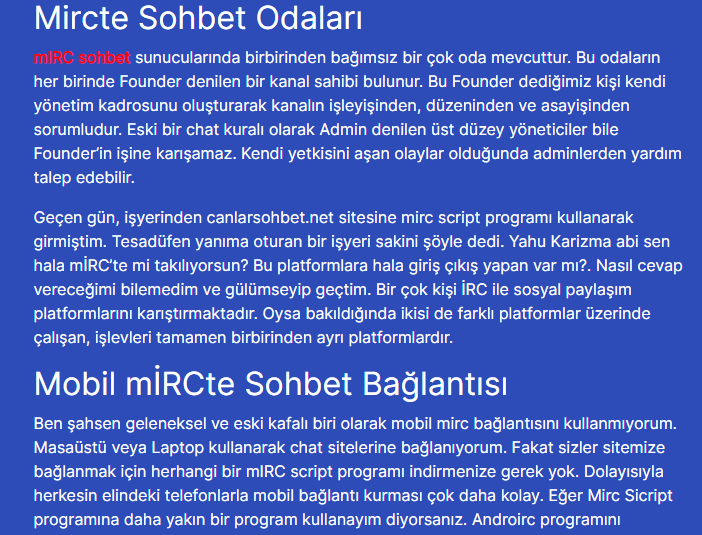 Mircte Sohbet | Mırc Script | Mircte Org